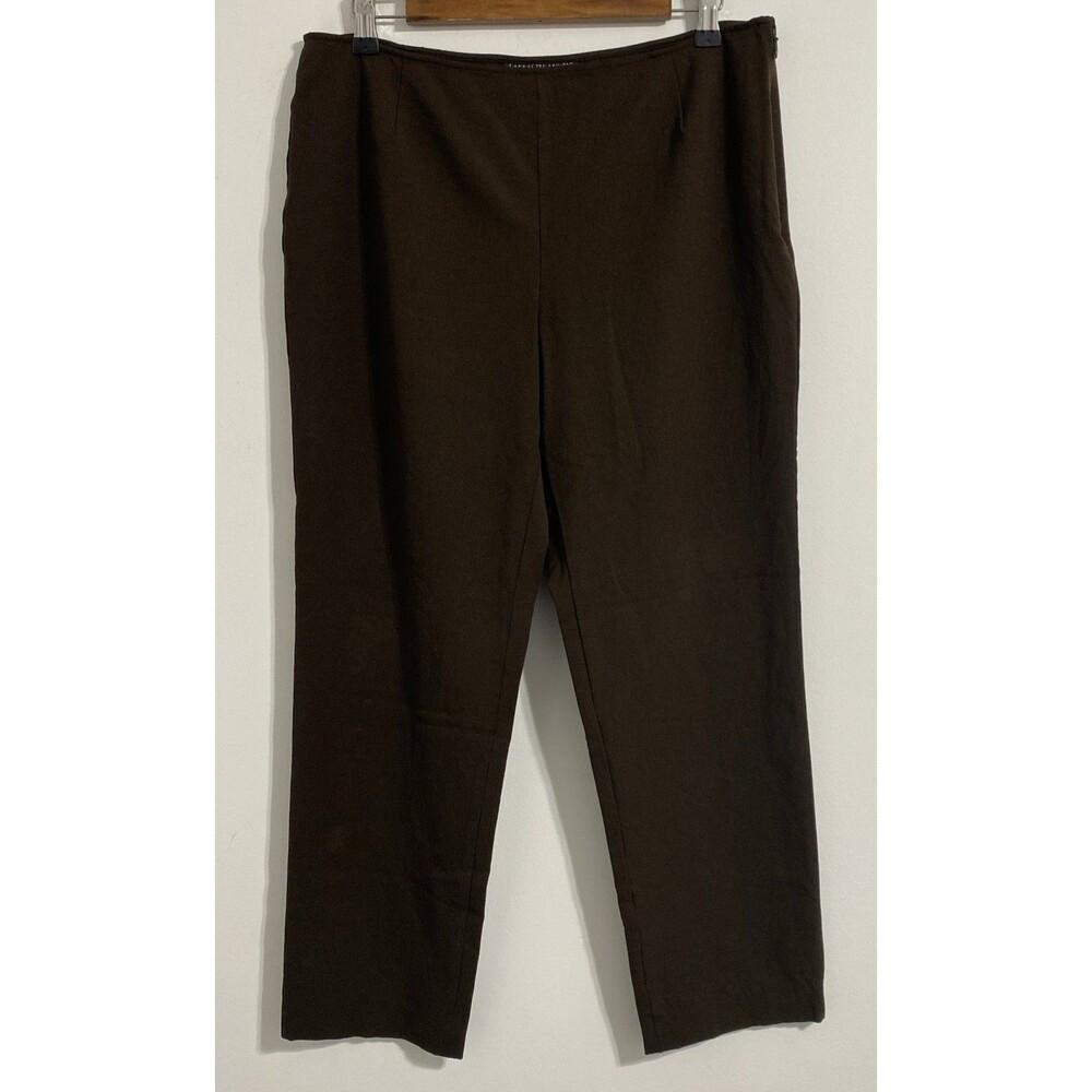 LAFAYETTE 148 NEW YORK Pants Women's 12 Brown Side Zip Wool Blend Ankle Straight